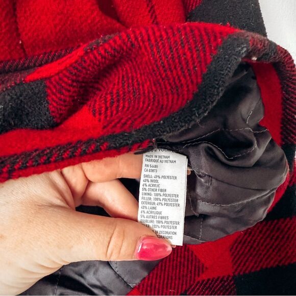 American Eagle Red Plaid Pea Coat Size XS - Picture 4 of 6